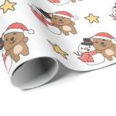 Quokka met Snowman in de winter bij Kerstmis Cadeaupapier (Rol Hoek)