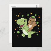 Quokka met T-rex St. Patrick's Day Ireland Postca Briefkaart (Voorkant / Achterkant)
