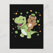 Quokka met T-rex St. Patrick's Day Ireland Postca Briefkaart (Voorkant)