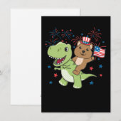 Quokka met T-rex voor de vierde vuurwerkhol van ju Feestdagenkaart (Voorkant / Achterkant)