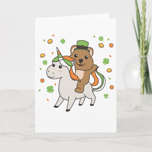 Quokka met Unicorn St. Patrick's Day Ireland Card Kaart (Voorkant)