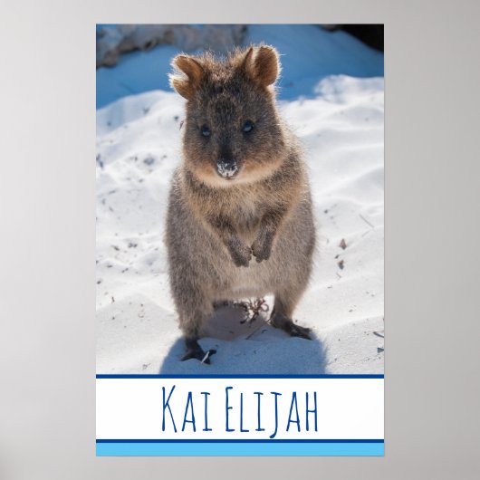 Quokka op de strand Australia Blue Boys Poster (Voorkant)