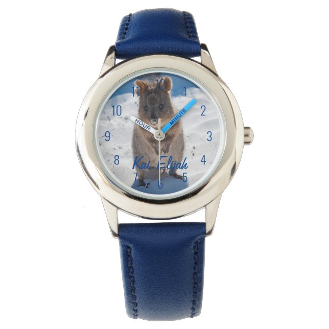 Quokka op het strand Australië, Cool Blue Boys Horloge (Voorkant)