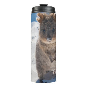 Quokka op het strand Australië, Roze Accent Meisje Thermosbeker