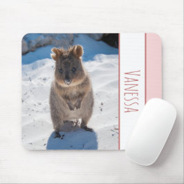 Quokka op het strand, Roze Meisjes Gepersonaliseer Muismat
