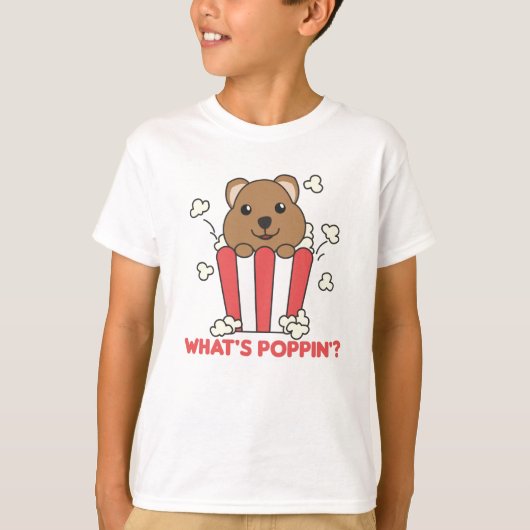 Quokka Popcorn Whats Poppin Funny T-shirt (Voorkant)