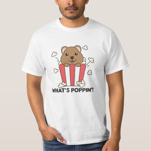 Quokka Popcorn Whats Poppin Funny T-shirt (Voorkant)