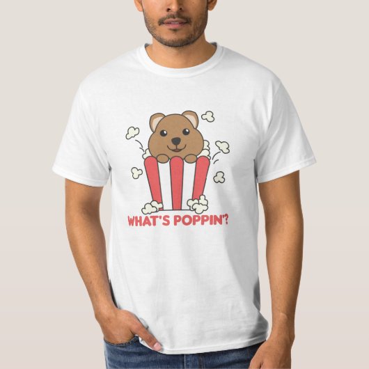 Quokka Popcorn Whats Poppin Funny T-shirt (Voorkant)