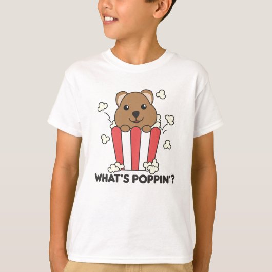 Quokka Popcorn Whats Poppin Funny T-shirt (Voorkant)