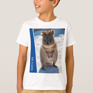 Quokka Schattig Dier op het Strand Australië Blauw T-shirt