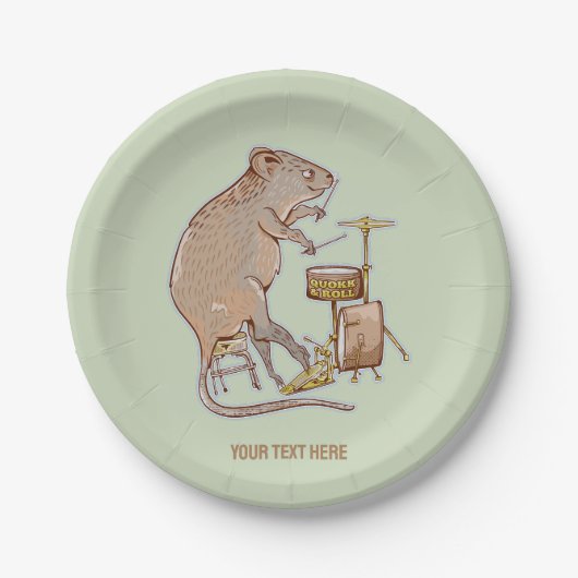 Quokka Spelen Drums Papieren Bordje (Voorkant)