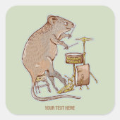 Quokka Spelen Drums Vierkante Sticker (Voorkant)