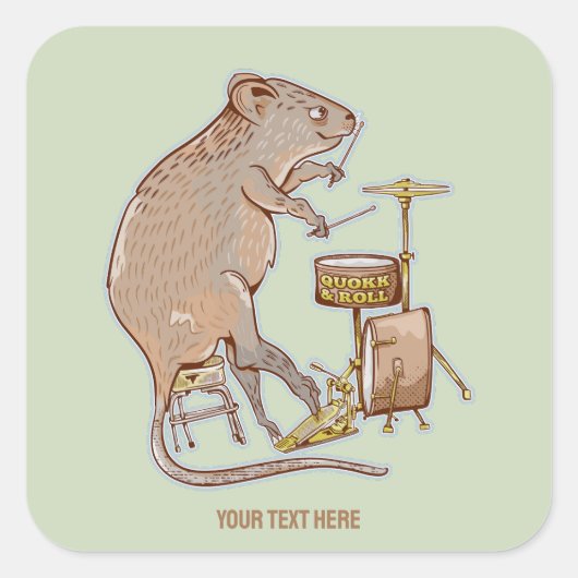 Quokka Spelen Drums Vierkante Sticker (Voorkant)