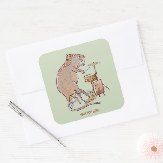 Quokka Spelen Drums Vierkante Sticker (Envelop)