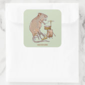 Quokka Spelen Drums Vierkante Sticker (Tas)