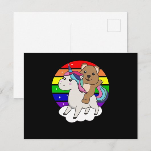 Quokka Unicorn Rainbow Animals Quokkas Unicorns Briefkaart (Voorkant / Achterkant)