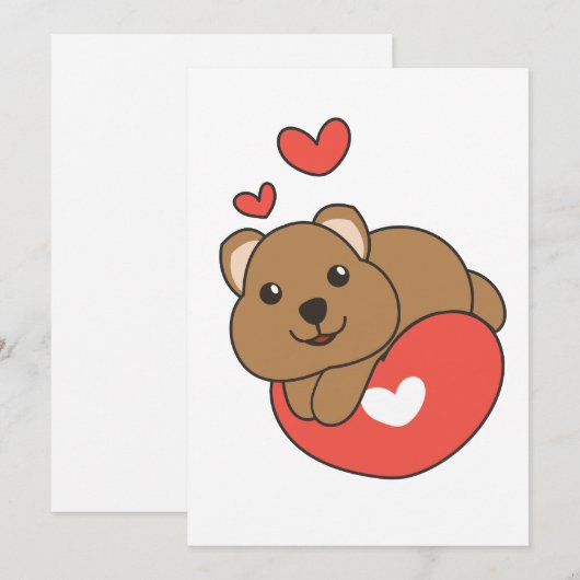 Quokka voor Valentijnsdag Schattige Dieren Hart Ho Feestdagenkaart (Voorkant / Achterkant)