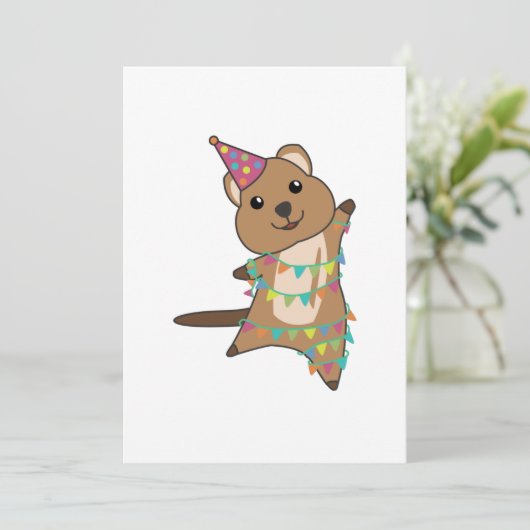 Quokka wenst een gelukkige verjaardag voor u Quokk Kaart (Staand voorkant)