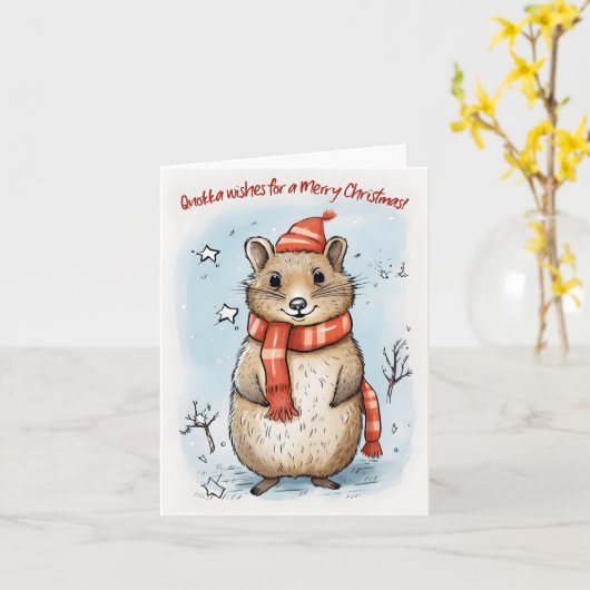 Quokka wenst een vrolijk kerstfeest - kaart (Gele Bloem)