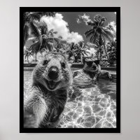 Quokka zwembad selfie vakantie grappig dier zomer 