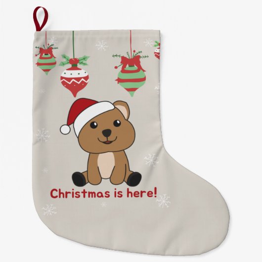 Quokka's met kerstwintersneeuw grote kerstsok (Voorkant)