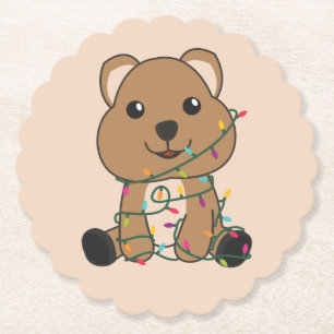 Quokkas-papier voor winterdieren met kerstwinter kartonnen onderzetters