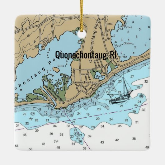 Quonochontaug Rhode Island Chart Keramisch Ornament (Achterkant)