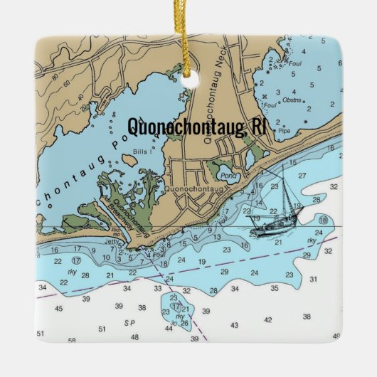 Quonochontaug Rhode Island Chart Keramisch Ornament (Voorkant)