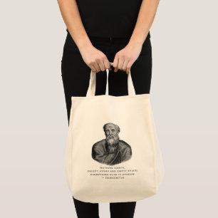 Quote bestaan filosoof Democritus Tote Bag
