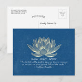 Quote Blue & Gold Lotus Yoga Meditation Instructor Briefkaart (Voorkant / Achterkant)