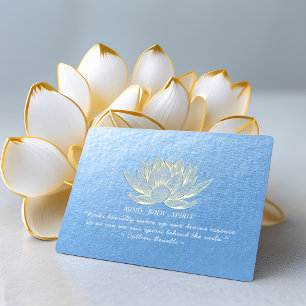 Quote Blue Gold Lotus Yoga Meditation Instructor Briefkaart