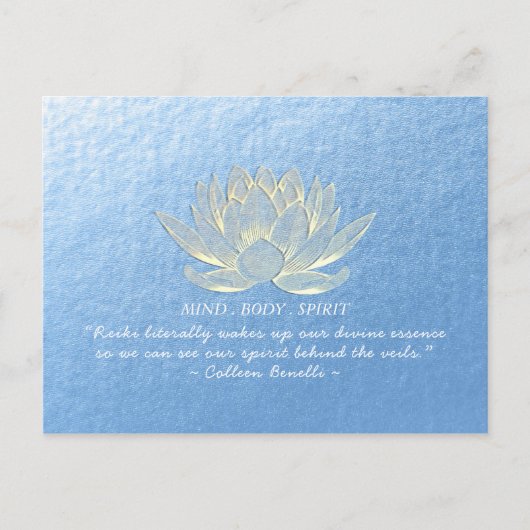 Quote Blue Gold Lotus Yoga Meditation Instructor Briefkaart (Voorkant)