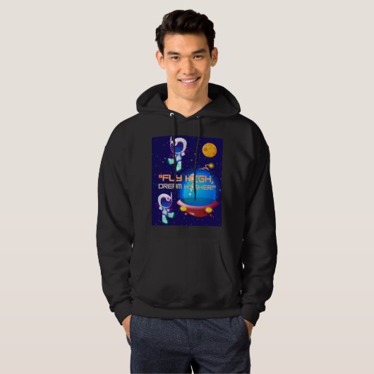 QUOTE BUITEN DE RUIMTE HOODIE (Voorkant volledig)
