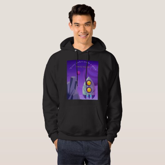 QUOTE BUITEN DE RUIMTE HOODIE (Voorkant volledig)