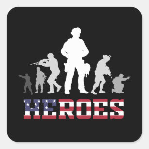 Quote Combat Veteran Heroes Militaire Leger Vierkante Sticker