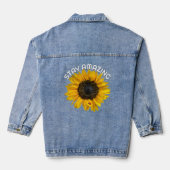 Quote en gele zonnebloem met Lady Bug Denim Jacket (Achterkant)