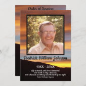 Quote Foto Oranje Zonsondergang Achtergrond Begraf Programmakaart (Voorkant / Achterkant)