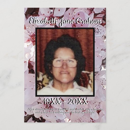 Quote Foto Plum Blossoms Achtergrond Begrafenis Programmakaart (Voorkant)