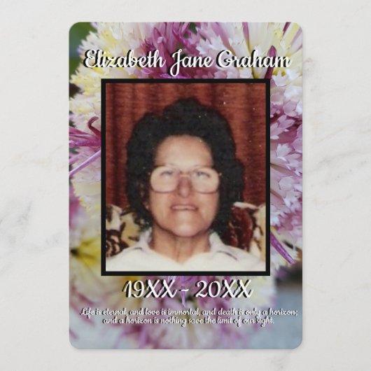 Quote Foto Spider Mums Bloemen Achtergrond Begrafe Programmakaart (Voorkant)