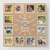 Quote from 12 Grandchildren Wooden Photo Collage  Vierkante Klok (Voorkant)