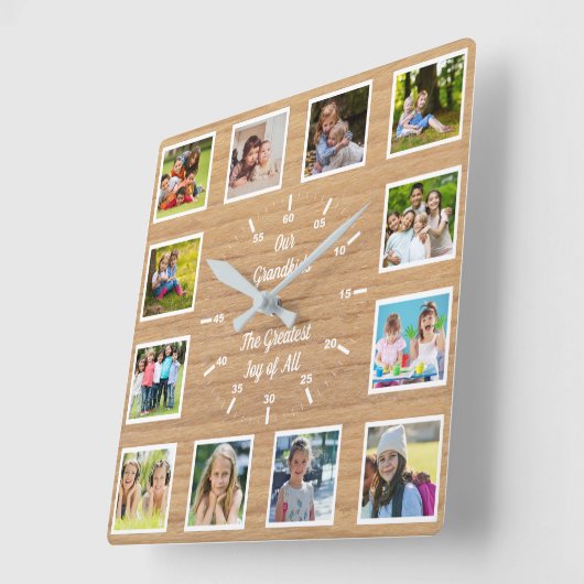 Quote from 12 Grandchildren Wooden Photo Collage  Vierkante Klok (Hoek)