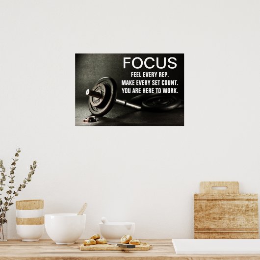 Quote Gym Barbell Workout Motivation Poster (Keuken)