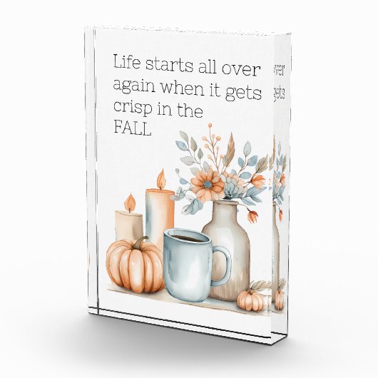 Quote Herfst Pompoen Koffiebloem Kaars Modern Fotoblokken (Rechts)