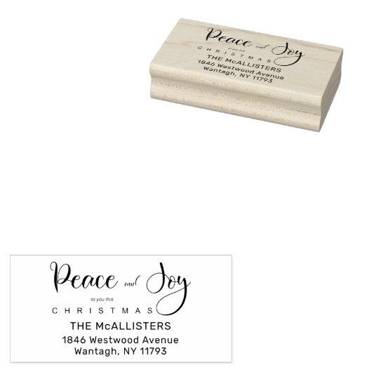 Quote Holly Whimsical Script Address Peace & Joy Rubberstempel (Gestempeld)