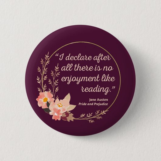 Quote III - Pride and Prejudice - Stijl Ronde Button 5,7 Cm (Voorkant)