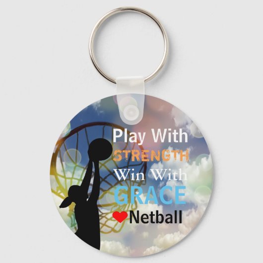 Quote Inspirerend Love Netball Player Sleutelhanger (Voorkant)