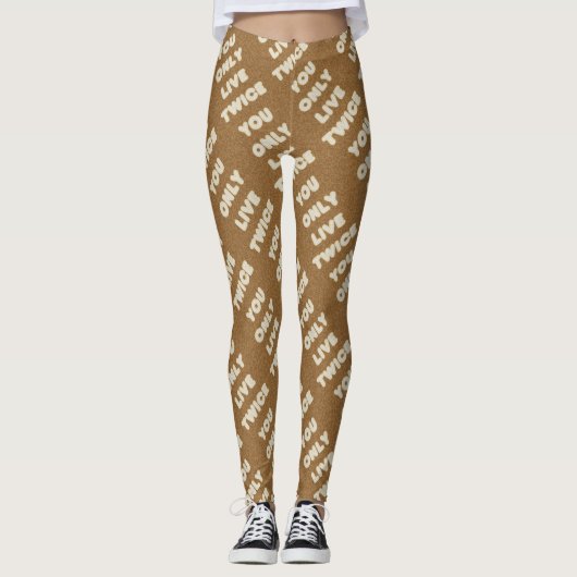 Quote Je leeft maar twee keer perzik tekst ontwerp Leggings (Voorkant)