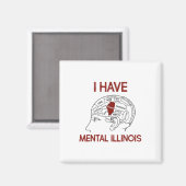 Quote liefhebbers Ik heb mentale Illinois Magneet (Voorkant / Achterkant)