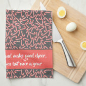 Quote Merry Kerstmis Peppermint Candy Canes Snow Theedoek (Quarter Fold)