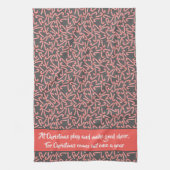 Quote Merry Kerstmis Peppermint Candy Canes Snow Theedoek (Verticaal)